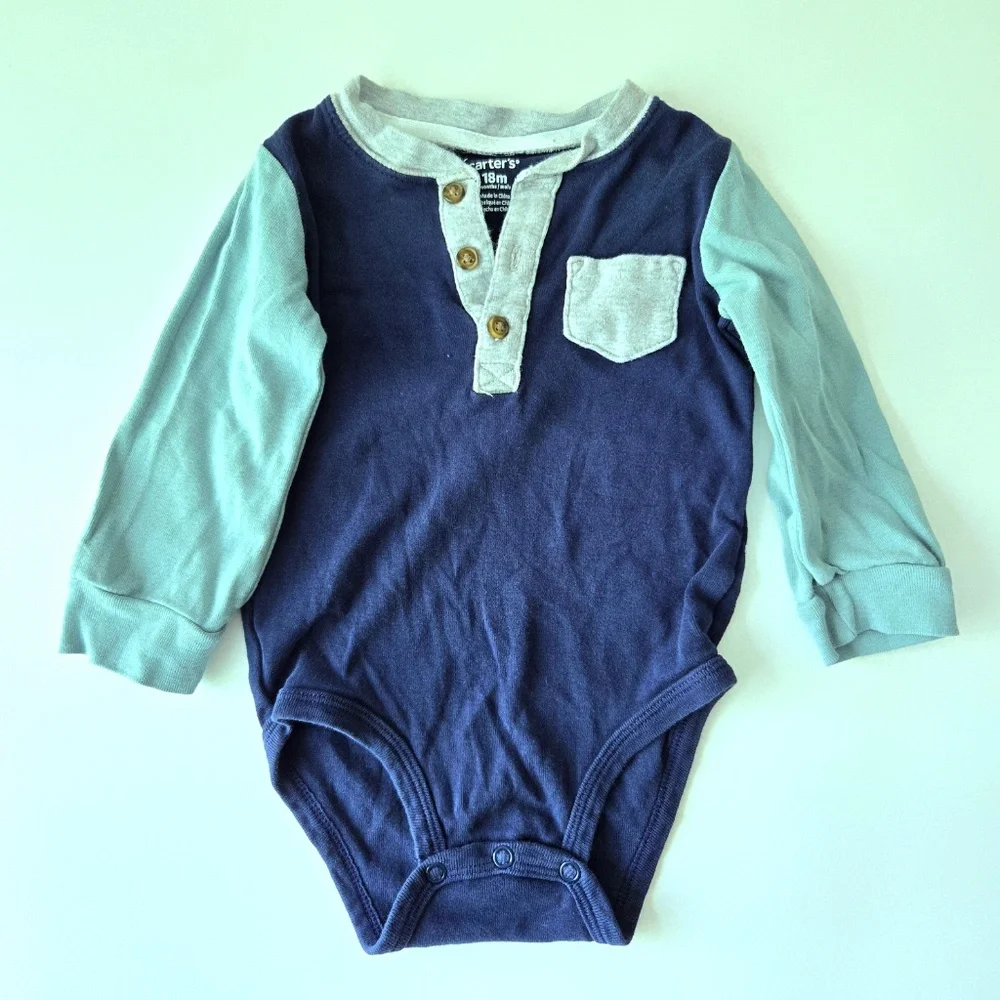 3Pack Carter's Long Sleeve Colorblock Bodysuit Onesies